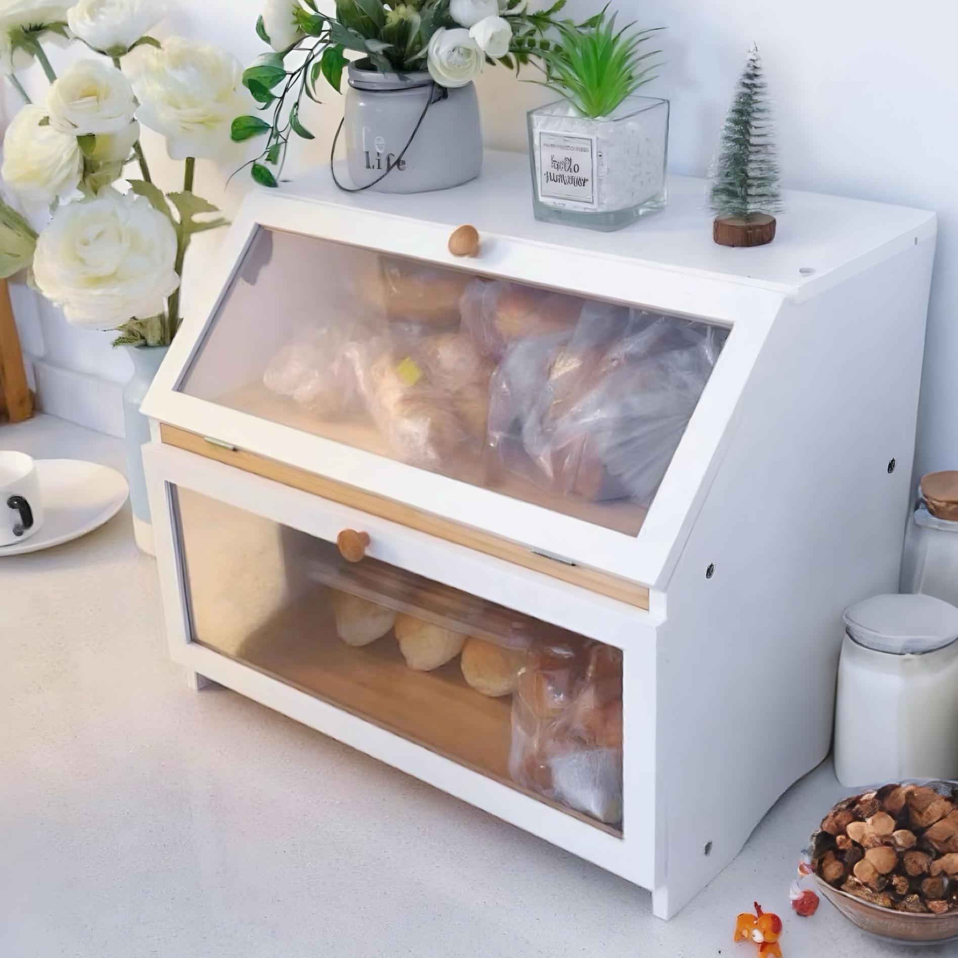 Food Storage Tank - HOMEKOKO Dubbellaagse Brooddoos voor Keukenblad, Grote
