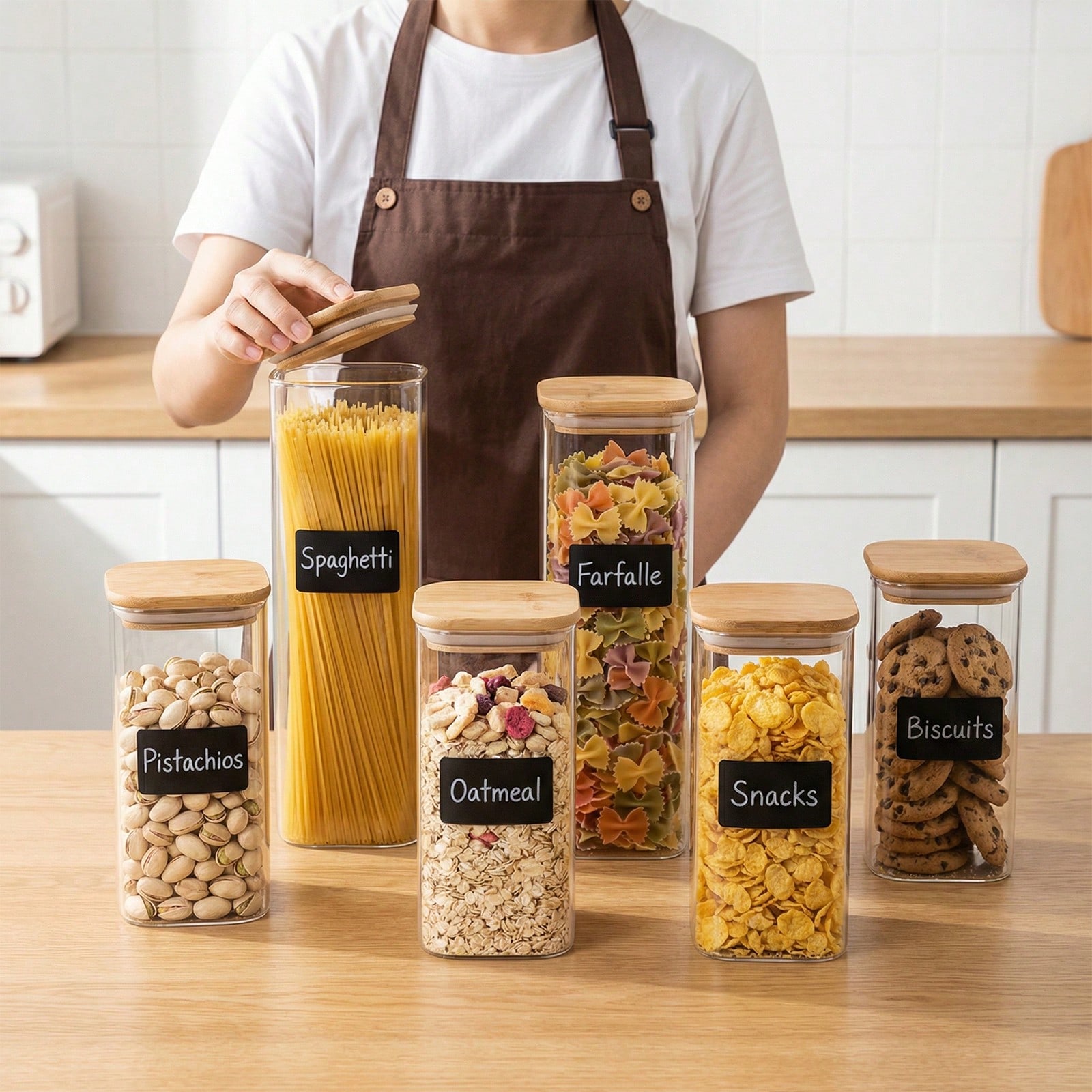 Food Storage Containers Glass - 6/12 stuks glazen voedselopslagcontainers met deksel,