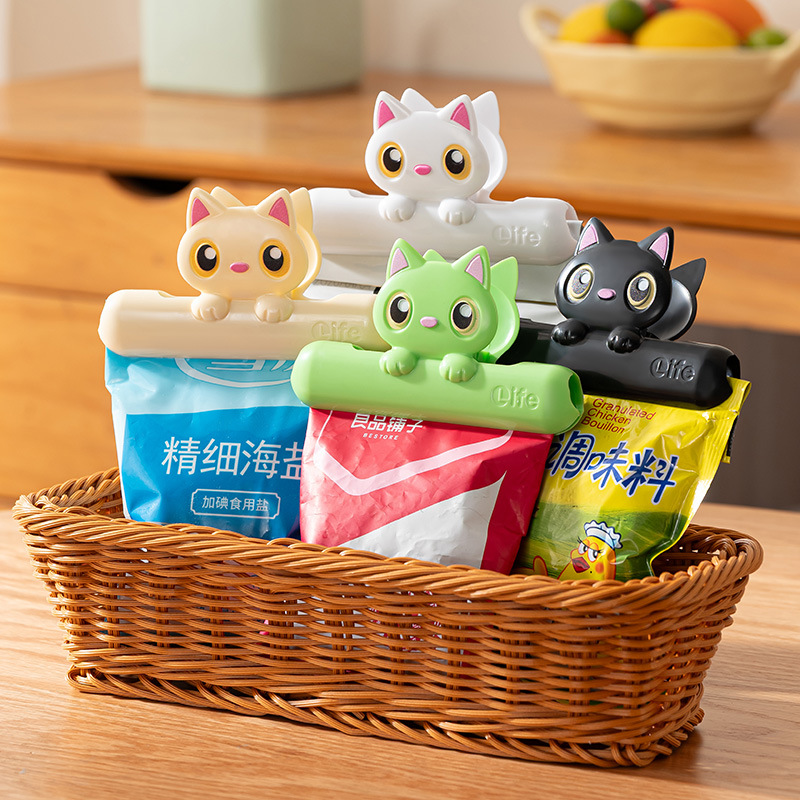 Food Storage Zip Lock Bags - Multifunctionele kattenvormige afsluitclips voor voedselbewaarzakken, voor