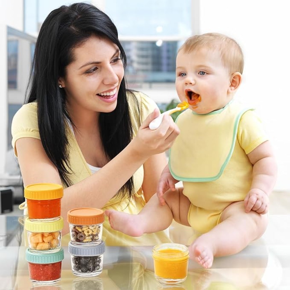 Food Storage Containers Glass - 6 stuks glazen babyvoedingspotjes, herbruikbaar met