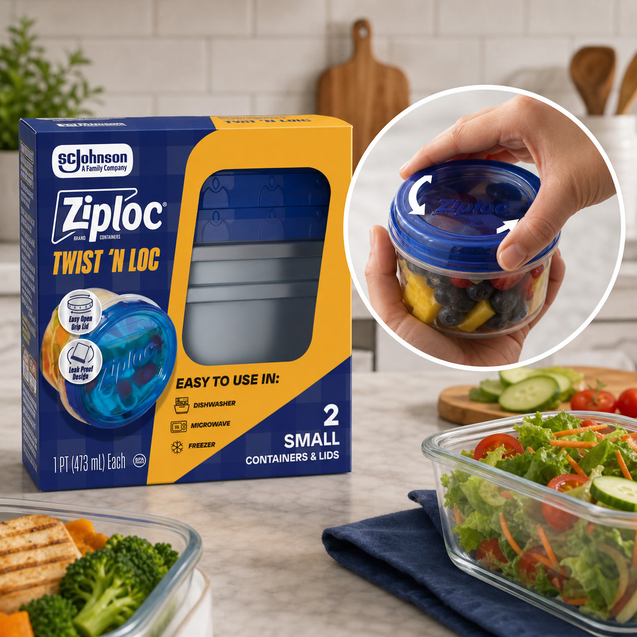 Food Storage Meal Prep - 2-delige kleine voedselcontainers met draaislot, lekbestendige