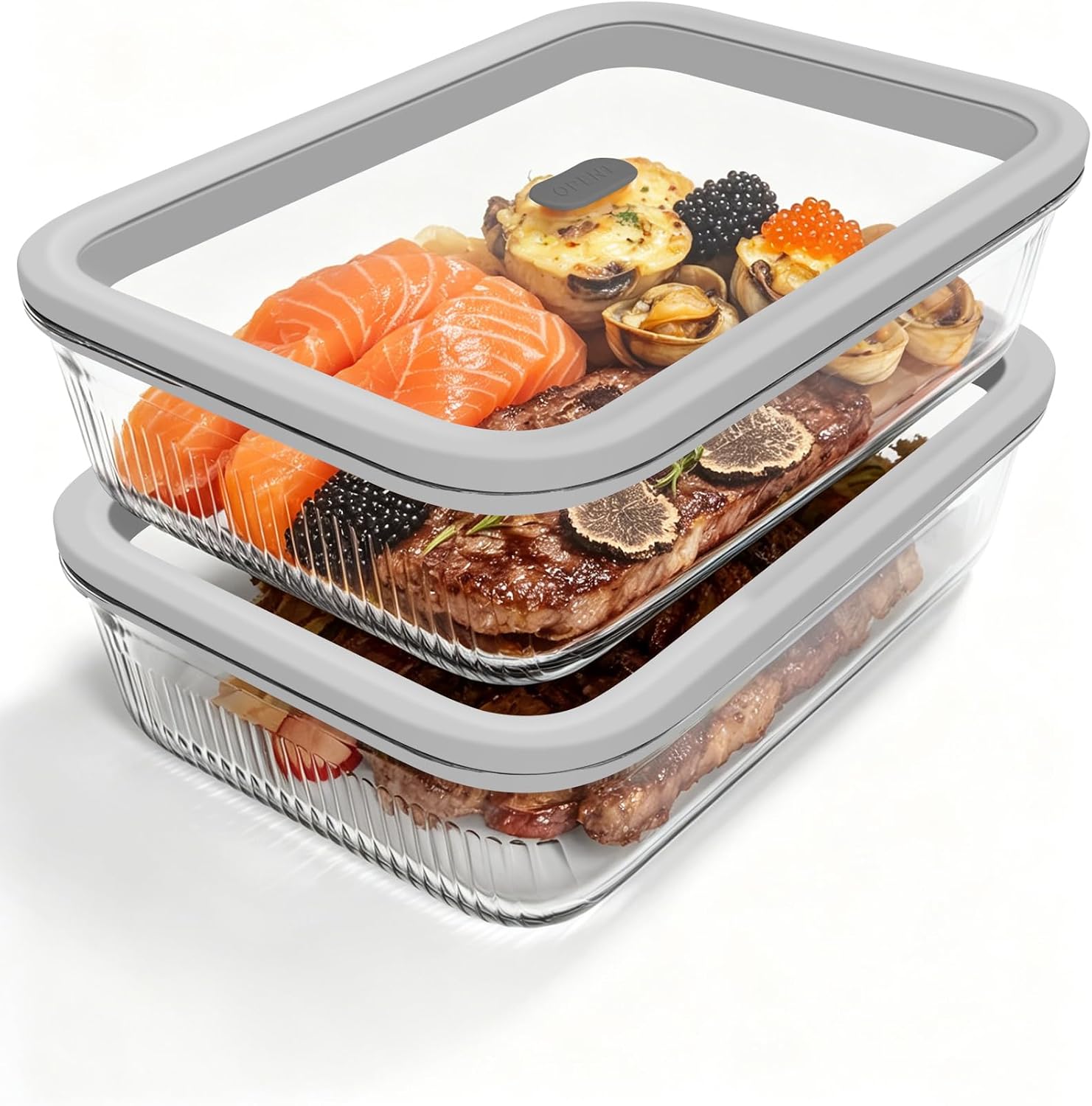 Food Storage Meal Prep - 2-pack glazen voedselbewaarcontainers met deksels van