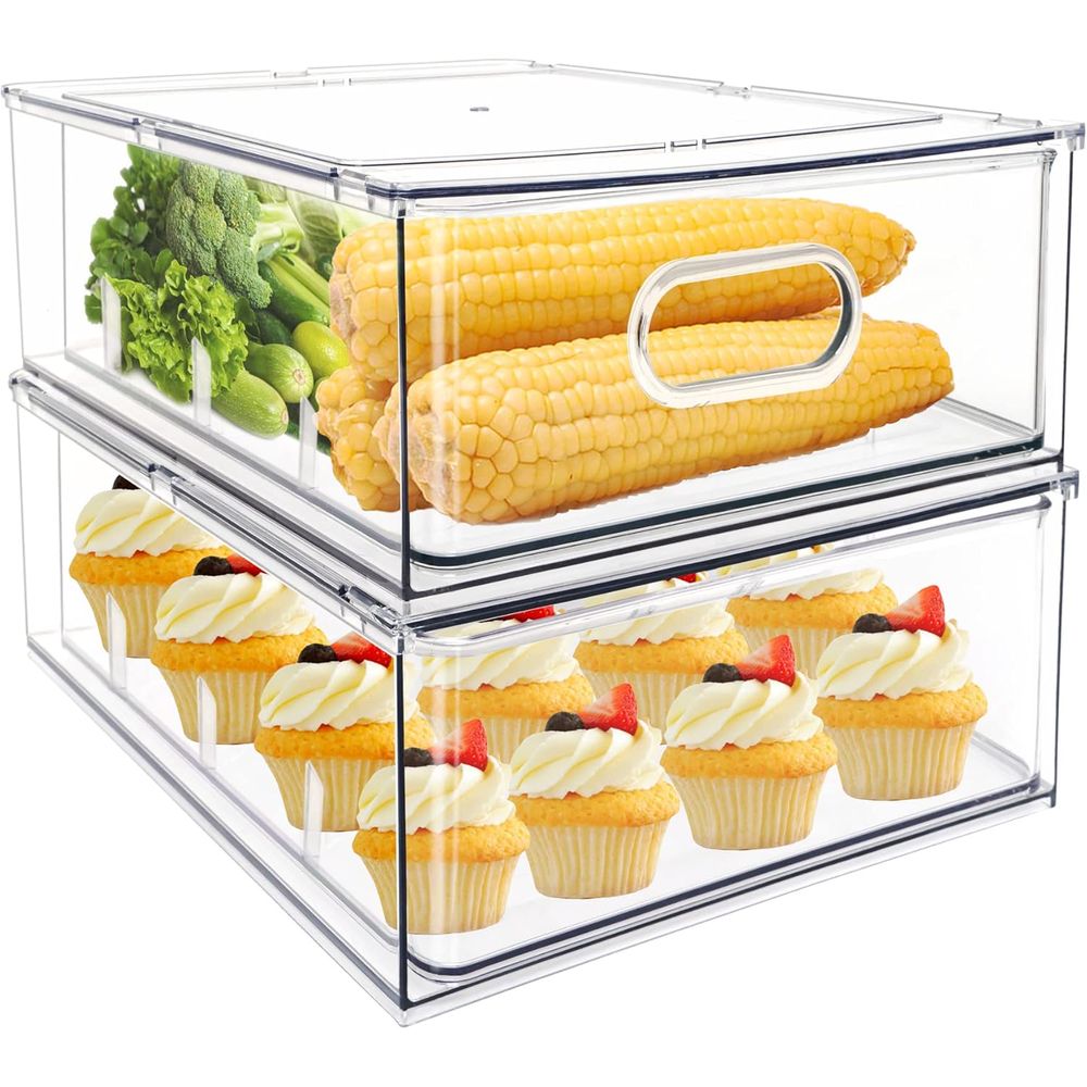 Food Storage Without Pantry - Transparante, stapelbare koelkastorganizers, opbergboxen voor de