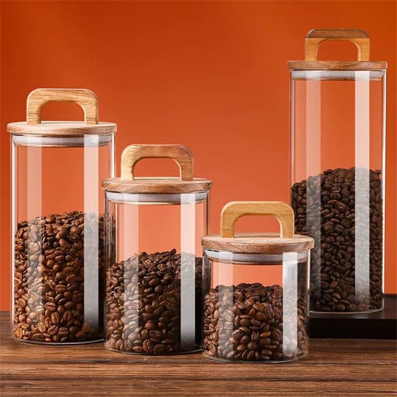 Food Storage Containers Glass - Helderglazen pot met bamboe deksel Verzegelde