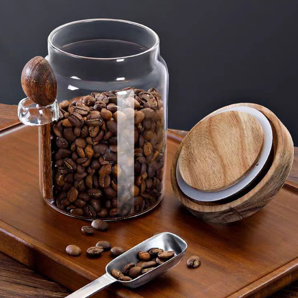 Food Storage Containers Glass - Transparante glazen voedselopslagbus met luchtdicht houten