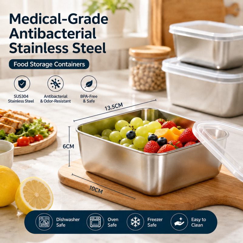Food Storage Meal Prep - Medisch gecertificeerde antibacteriële roestvrijstalen voedselopslagcontainer, lunchbox,