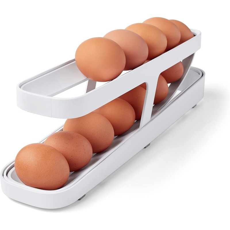 Food Storage Types - Eierdispenser (dubbele laag), ruimtebesparende rollende eierdispenser