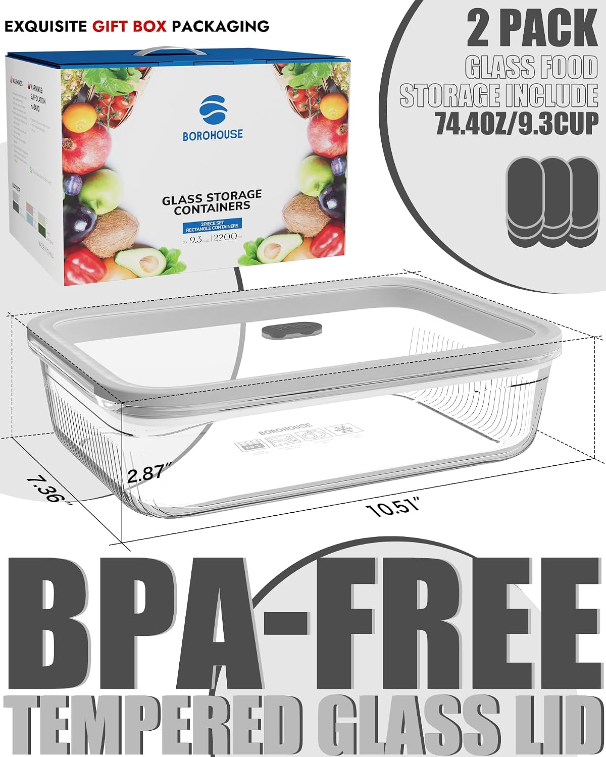 2-pack glazen voedselbewaarcon - Food Storage Meal Prep recensie en prijs
