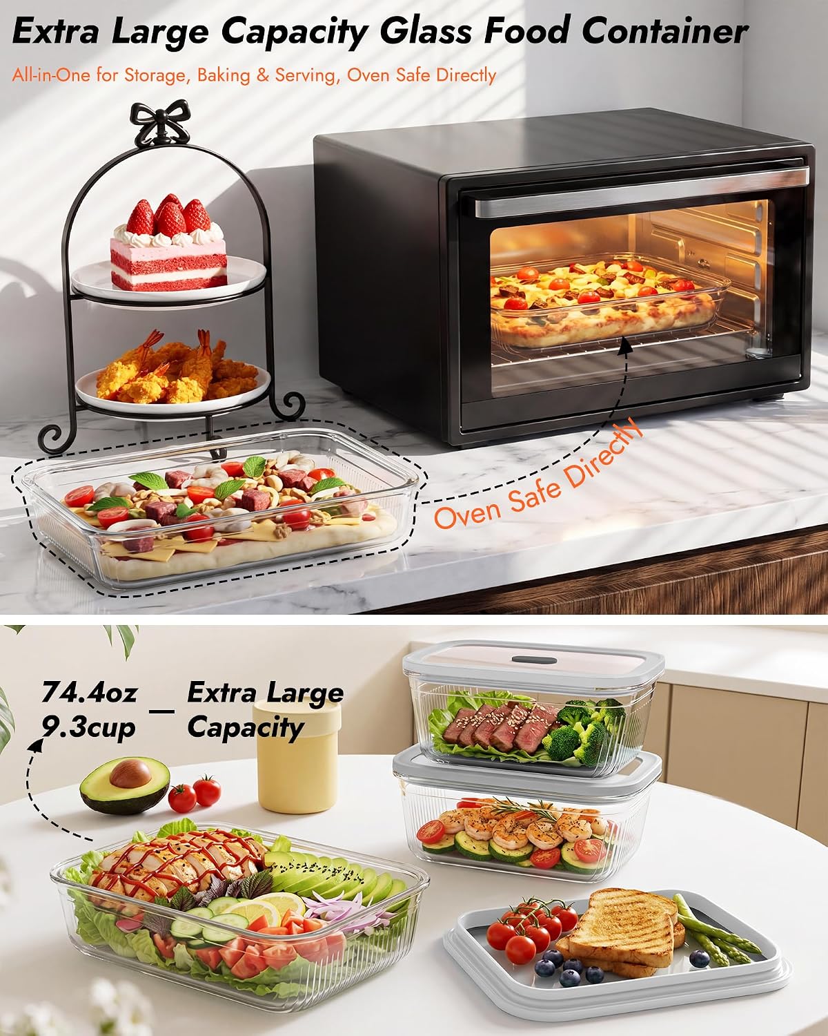 2-pack glazen voedselbewaarcon - Food Storage Meal Prep recensie en prijs