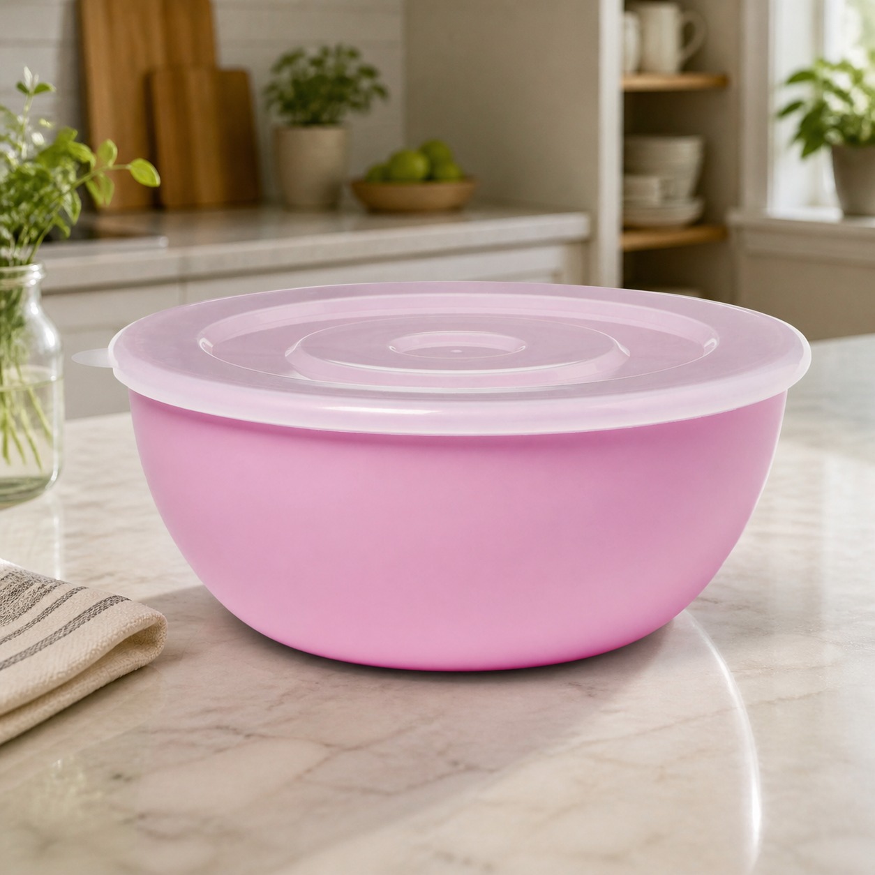 Roze kom met bijpassend deksel - Food Storage Meal Prep recensie en prijs
